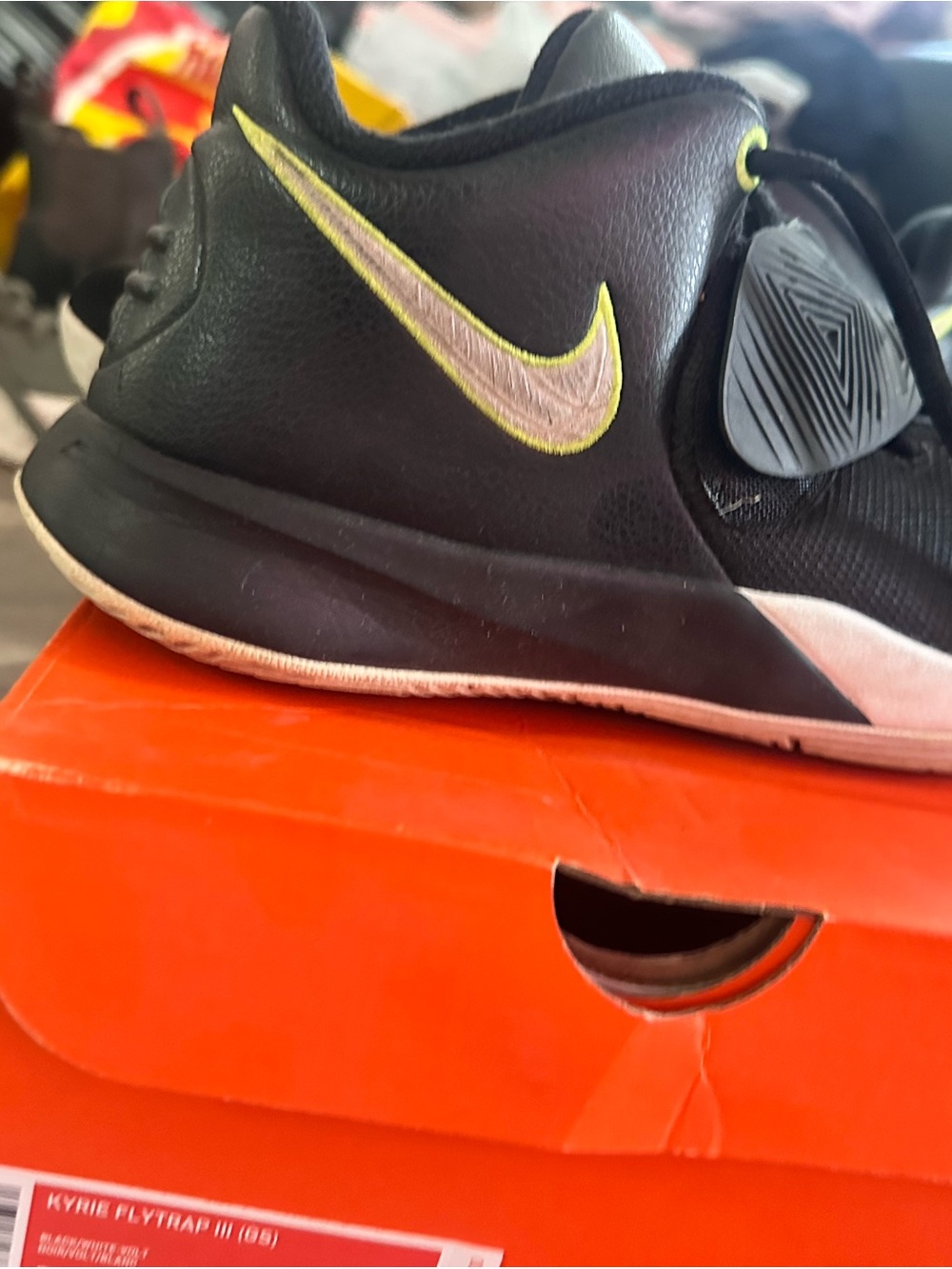 Nike Kids Black and Volt Basketball Sneakers